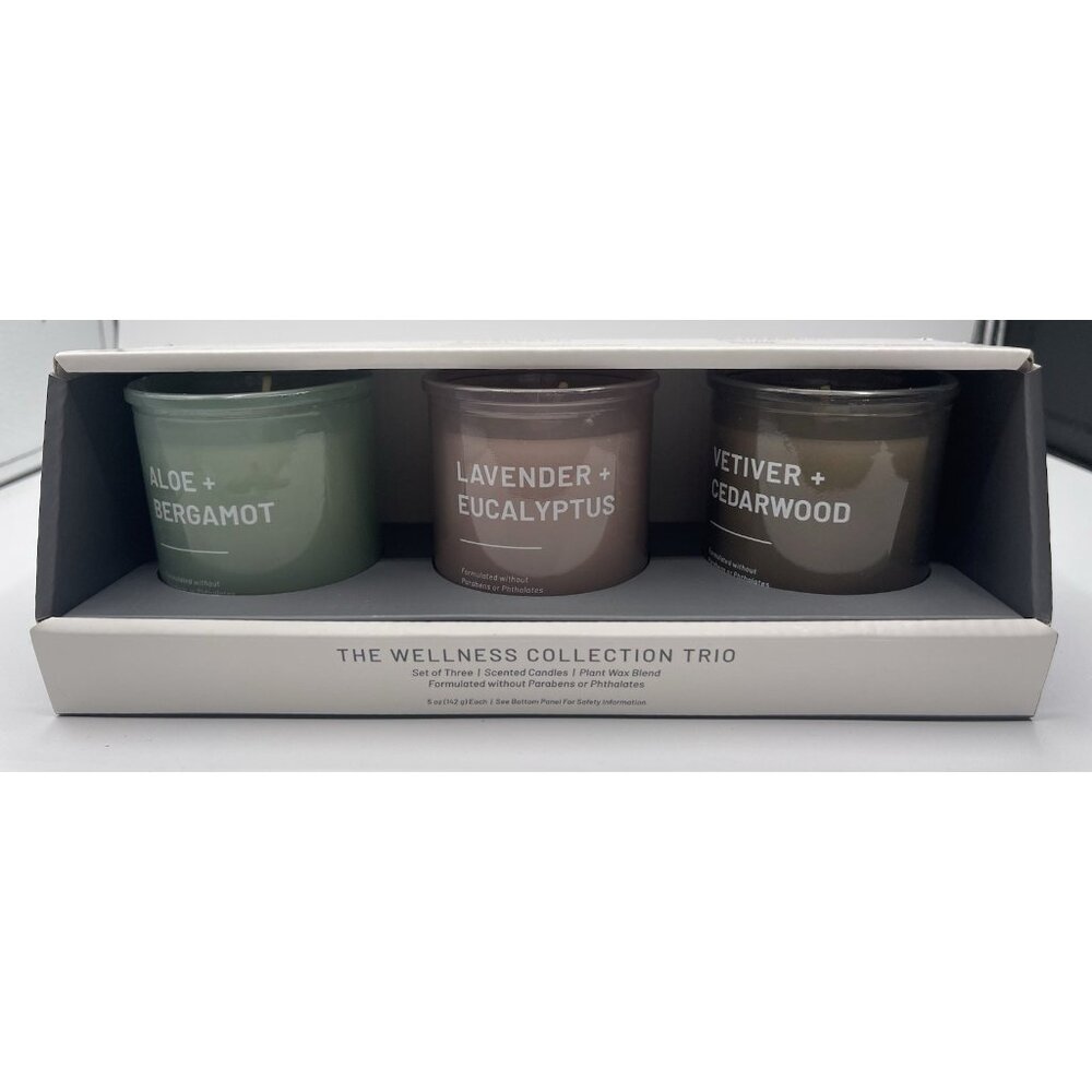 THE‎ WELLNESS COLLECTION TRIO Candles Lavender Aloe Cedar wood
